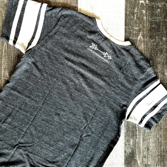 loved by hannah and eli | Grey Striped Sleeve Tee - Picture 4 of 6